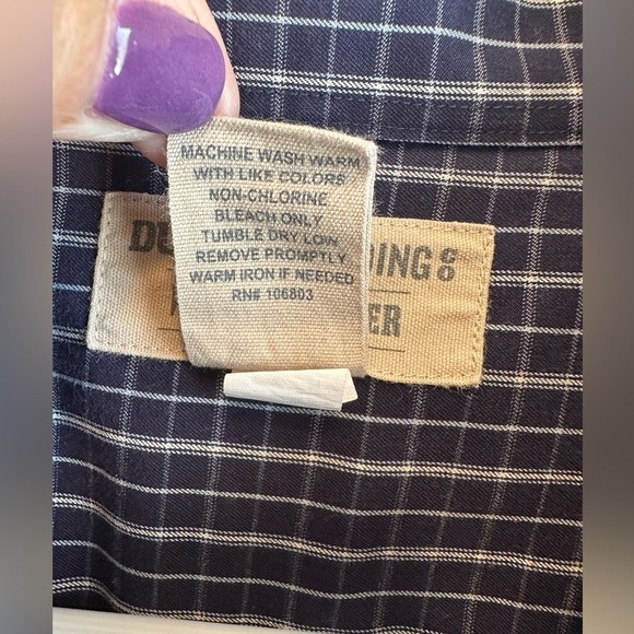 Duluth Trading Mens Cotton Shirt 2XL Nightfall Blue Button Up Long Sleeve Pocket - Picture 4 of 7